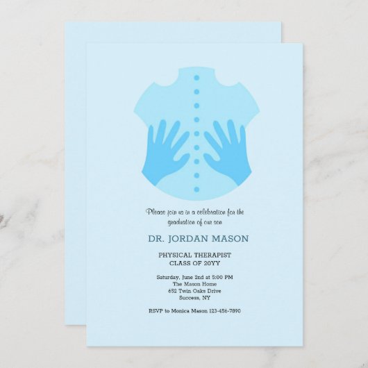 Fysieke Therapistische Afstuderen Uitnodiging (Voorkant / Achterkant)