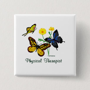 Fysieke therapistische Butterflies Vierkante Button 5,1 Cm