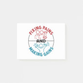 Fysieke therapistische fixeerpijnen en het maken v post-it® notes (Voorkant)