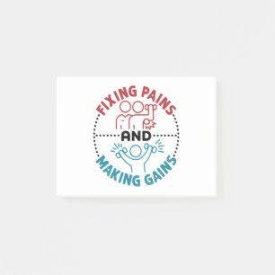 Fysieke therapistische fixeerpijnen en het maken v post-it® notes