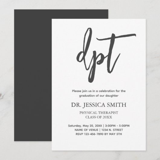 Fysieke Therapistische GraduPartij Eenvoudig Aankondiging (Voorkant / Achterkant)