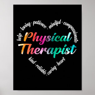 Fysieke Therapistische Heart Word Cloud Waterverf Poster