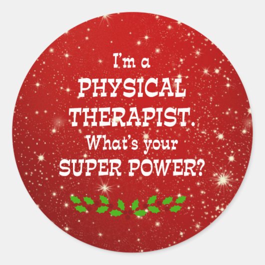 Fysieke Therapistische Super Power, kerstontwerp Ronde Sticker (Voorkant)