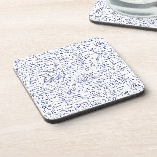 Fysieke vergelijkingen in blauwe pen // bier onderzetter (Linkerzijde)