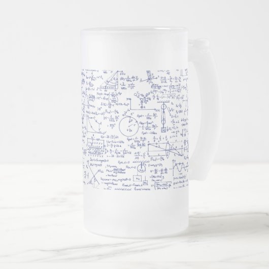 Fysieke vergelijkingen in blauwe pen // matglas bierpul (Voorkant rechts)