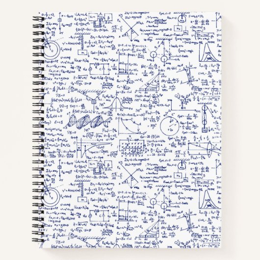 Fysieke vergelijkingen in blauwe pen // notitieboek (Voorkant)