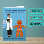 Fysieke vrouw Therapist Funny Birthday Design 1 Kaart<br><div class="desc">Op zoek naar de perfecte kaart voor die getalenteerde vrouw fysiotherapeut vriend van je, en wil je haar een goede lach geven? Je hoeft niet verder te kijken. In het ontwerp praat een Afro-Amerikaanse fysiotherapeut van het vrouw met een peperkoekenman. Binnen hebben we precies de juiste boodschap geschreven om tot...</div>