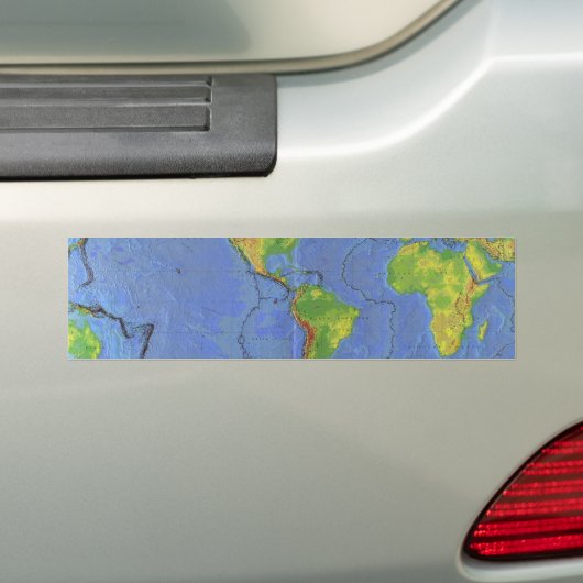 Fysieke Wereldkaart 1994 - Tectonische Borden - US Bumpersticker (Op auto)