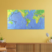Fysieke Wereldkaart 1994 - Tectonische Borden - US Canvas Afdruk (Insitu (Woonkamer))