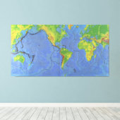 Fysieke Wereldkaart 1994 - Tectonische Borden - US Canvas Afdruk (Insitu (Houten vloer))