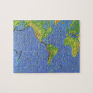 Fysieke Wereldkaart 1994 - Tectonische Borden - US Legpuzzel