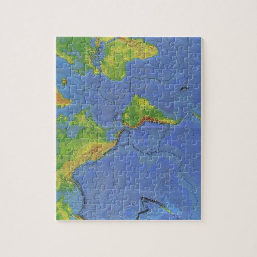 Fysieke Wereldkaart 1994 - Tectonische Borden - US Legpuzzel (Verticaal)