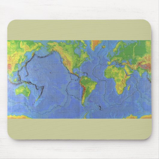 Fysieke Wereldkaart 1994 - Tectonische Borden - US Muismat (Voorkant)