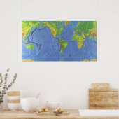 Fysieke Wereldkaart 1994 - Tectonische Borden - US Poster (Keuken)