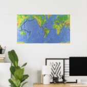 Fysieke Wereldkaart 1994 - Tectonische Borden - US Poster (Thuiskantoor)