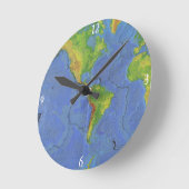 Fysieke Wereldkaart 1994 - Tectonische Borden - US Ronde Klok (Hoek)