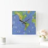 Fysieke Wereldkaart 1994 - Tectonische Borden - US Vierkante Klok (Huis)