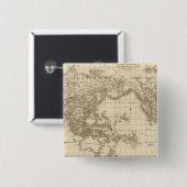 Fysieke wereldkaart vierkante button 5,1 cm (Voorkant /achterkant)