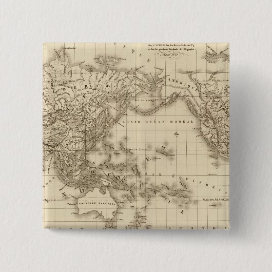 Fysieke wereldkaart vierkante button 5,1 cm (Voorkant)