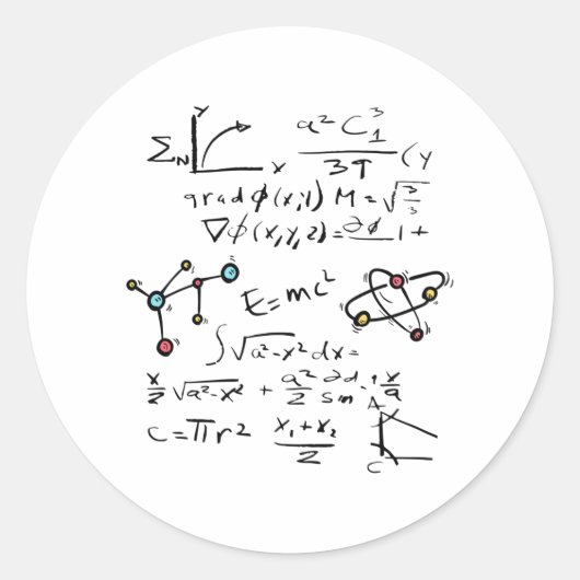 Fysieke Wiskunde Formule Leerleraar Moleculen Ronde Sticker (Voorkant)