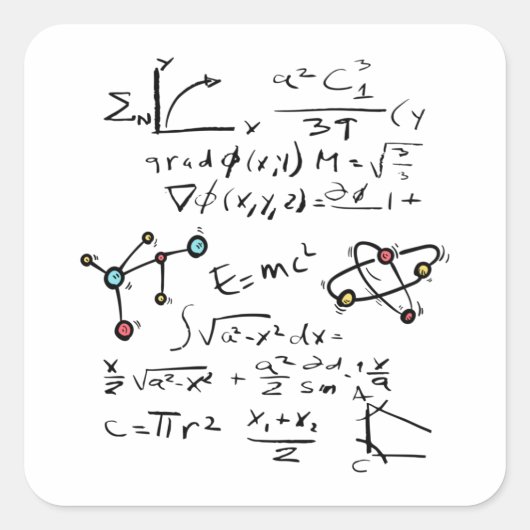 Fysieke Wiskunde Formule Leerleraar Moleculen Vierkante Sticker (Voorkant)