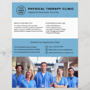 Fysio Kliniek Blauw Logo Foto QR Flyer