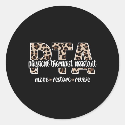 Fysiotherapeut Assistent PTA Fysiotherapie Ronde Sticker (Voorkant)