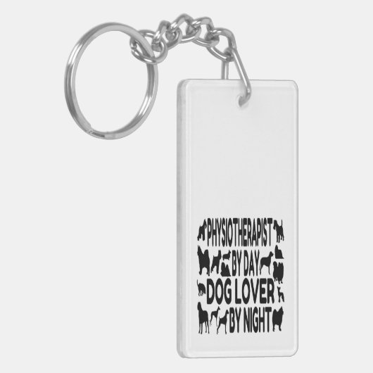 Fysiotherapeut bij dag Hondenliefhebber bij nacht Sleutelhanger (Voorkant Links)