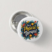 Fysiotherapeut Floral Quote Art Ronde Button 3,2 Cm (Voorkant /achterkant)