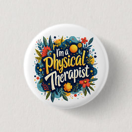 Fysiotherapeut Floral Quote Art Ronde Button 3,2 Cm