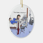 Fysiotherapeut, lang zwart haar keramisch ornament (Rechts)