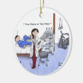 Fysiotherapeut, lang zwart haar keramisch ornament (Links)