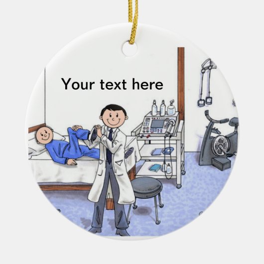 Fysiotherapeut, Mannelijk - Zwart Haar Keramisch Ornament (Voorkant)