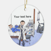 Fysiotherapeut, Mannelijk - Zwart Haar Keramisch Ornament (Links)