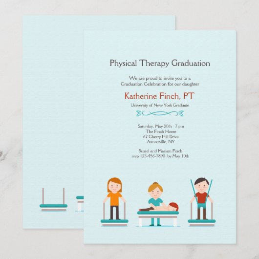 Fysiotherapie Afstuderen uitnodiging (Voorkant / Achterkant)