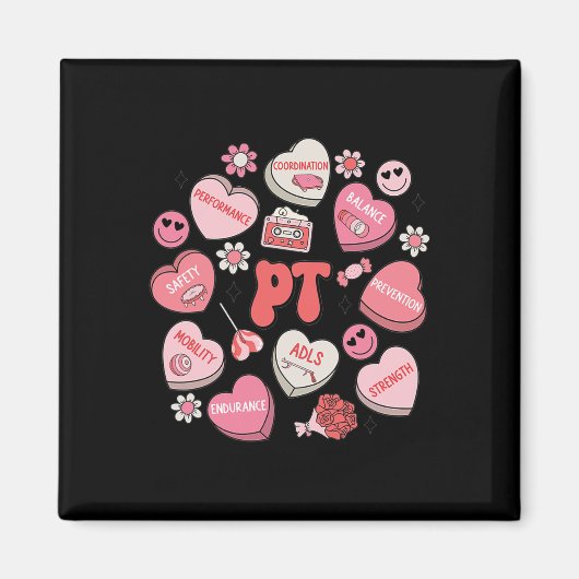 Fysiotherapie Groovy Valentijnsdag Heart Cand Magneet (Voorkant)