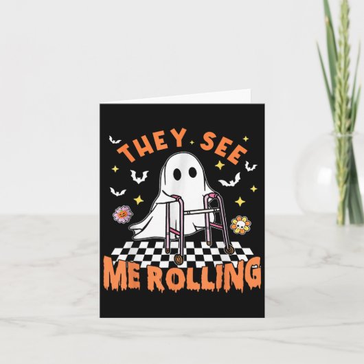 Fysiotherapie Halloween Ze zien me Rolling Spot Kaart (Voorkant)