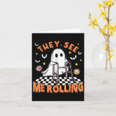 Fysiotherapie Halloween Ze zien me Rolling Spot Kaart (Gele Bloem)