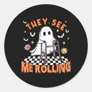 Fysiotherapie Halloween Ze zien me Rolling Spot Ronde Sticker