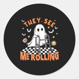 Fysiotherapie Halloween Ze zien me Rolling Spot Ronde Sticker