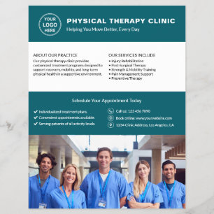 FysioTherapie Kliniek Teal Logo Foto QR Flyer