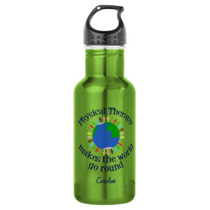 Fysiotherapie laat de wereld draaien waterfles