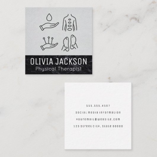 Fysiotherapie | Massagetherapeut Vierkante Visitekaartje (Voorkant / Achterkant)