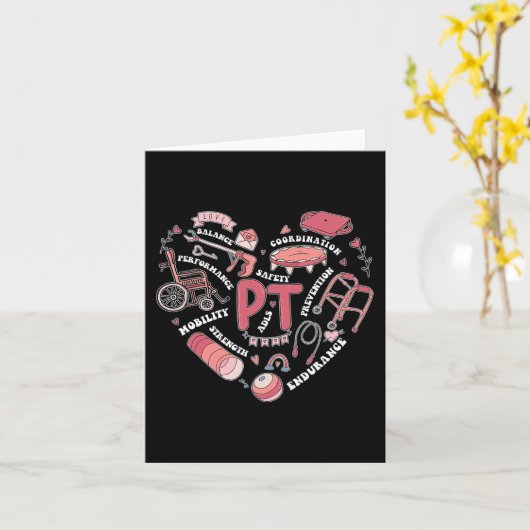 Fysiotherapie PT Valentijn hartvorm Fysiek Kaart (Gele Bloem)