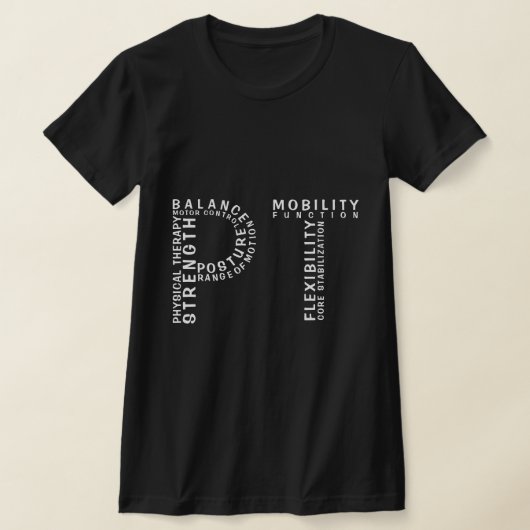 Fysiotherapie "PT" Word Art T-shirt (Laagn)