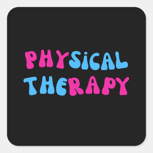 Fysiotherapie speels ontwerp vierkante sticker (Voorkant)
