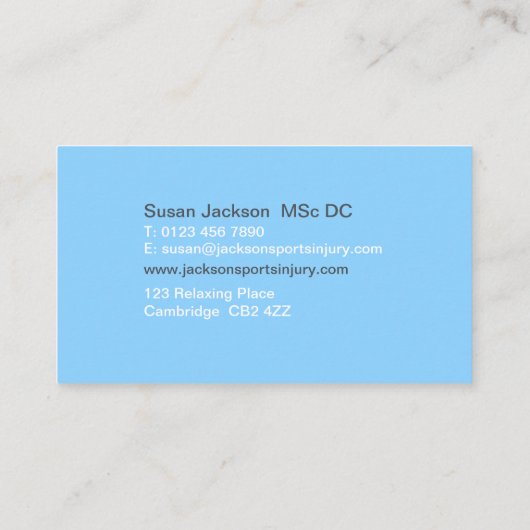 Fysiotherapie Visitekaartje (Achterkant)