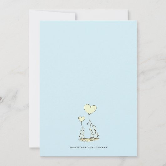 Fysische Baby shower Dank u | Elephants Blue Bedankkaart (Achterkant)