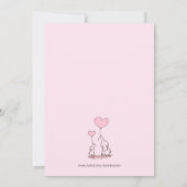 Fysische Baby shower Dank u | Elephants Pink Bedankkaart (Achterkant)