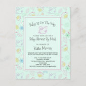 Fysische Baby shower per post Baby Bird Floral Uitnodiging Briefkaart (Voorkant)